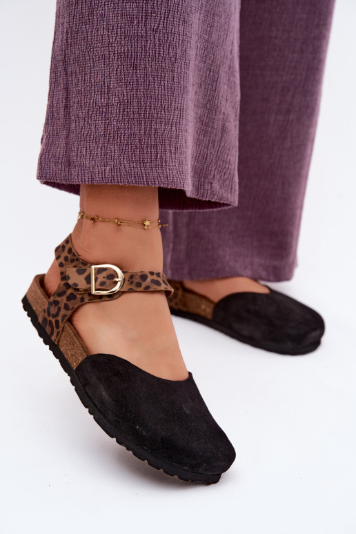 Peau Sandales femme en daimZakrytymi Palcami Il fautciejka H7365-01 couleur noire