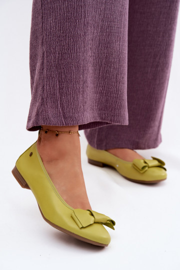 Ballerines avec nœuds en couleur citron vert 2