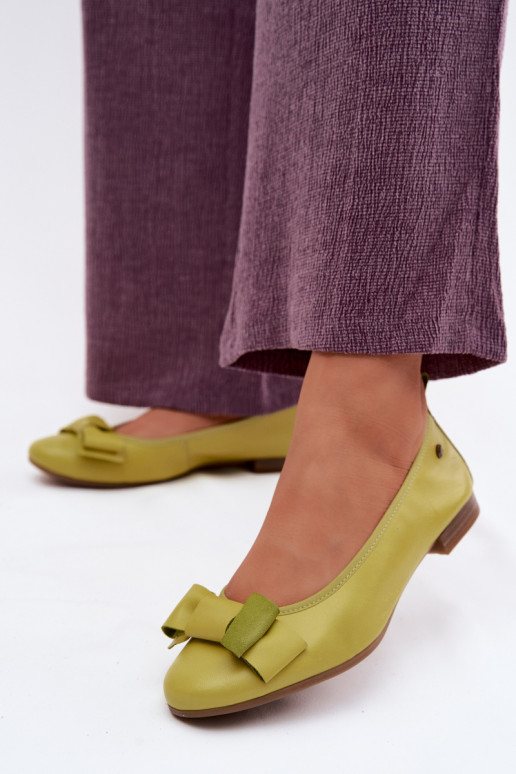 Ballerines avec nœuds en couleur citron vert