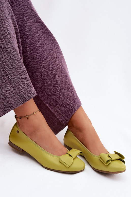 Ballerines avec nœuds en couleur citron vert