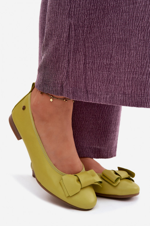 Ballerines avec nœuds en couleur citron vert