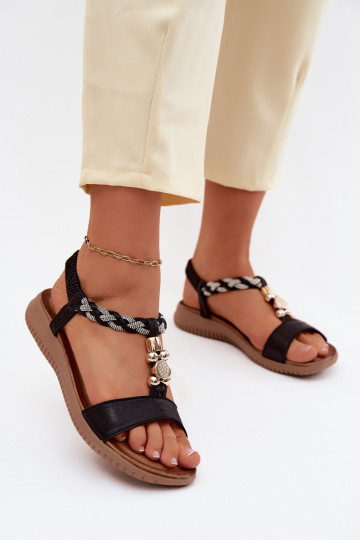 Sandales plates pour femmes S.Barski KV61-6051 couleur noire 2