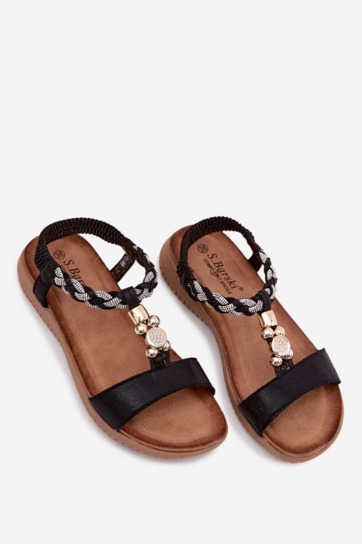 Sandales plates pour femmes S.Barski KV61-6051 couleur noire