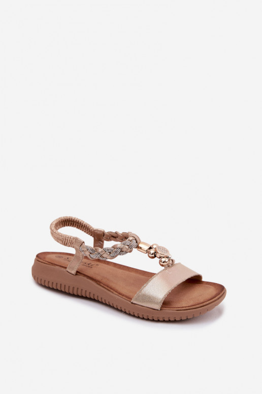 Sandales plates pour femmes en or