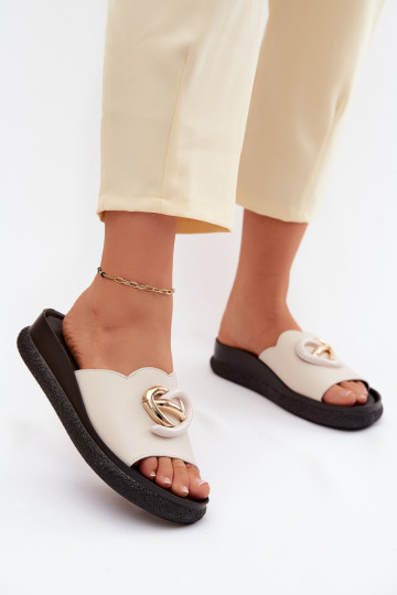 Sandales en cuir avec détails décoratifs S.Barski KV61-6046 couleur sable 2