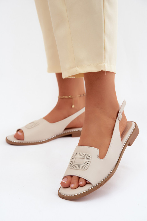 Sandales pour femmes avec talons larges S.Barski KV61-6076 couleur sable