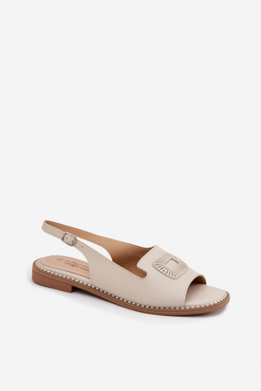 Sandales pour femmes avec talons larges S.Barski KV61-6076 couleur sable
