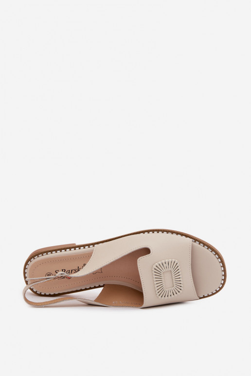 Sandales pour femmes avec talons larges S.Barski KV61-6076 couleur sable