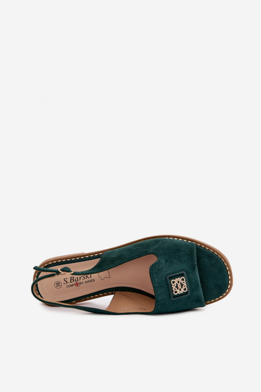 Sandales pour femmes avec talons larges et détails décoratifs S.Barski KV61-6015 couleur verte