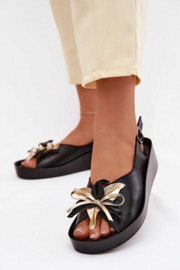 Sandales pour femmes avec ornements S.Barski KV61-6045 couleur noire