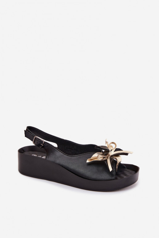 Sandales pour femmes avec ornements S.Barski KV61-6045 couleur noire