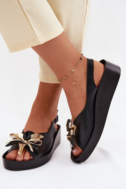 Sandales pour femmes avec ornements S.Barski KV61-6045 couleur noire