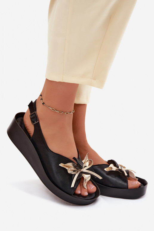 Sandales pour femmes Féminin avec des ornements S.Barski KV61-6045 couleur noire