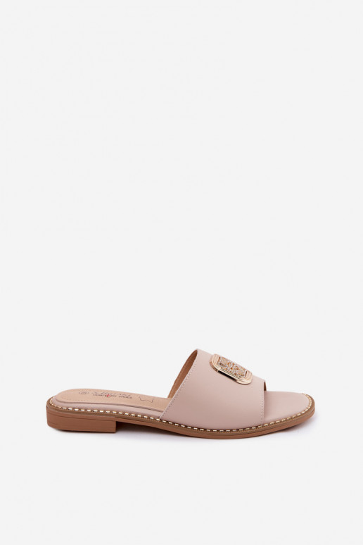 Chaussons Cuir naturel avec des talons larges Ozdoba S.Barski KV61-6019 Nude