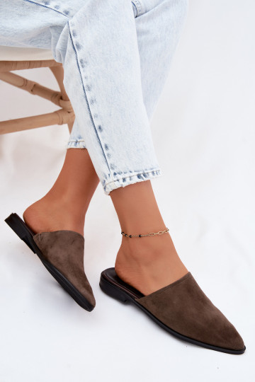 Mules en daim D&A JC61-1004 kaki