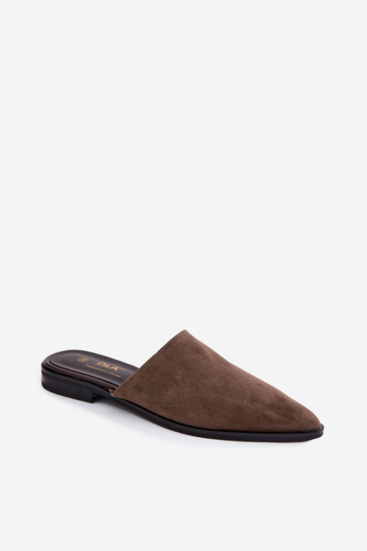 Mules en daim D&A JC61-1004 kaki