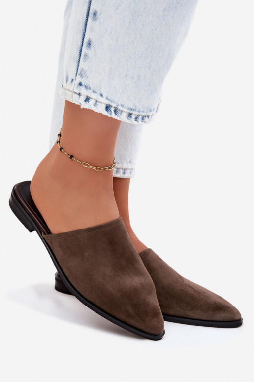 Mules en daim D&A JC61-1004 kaki