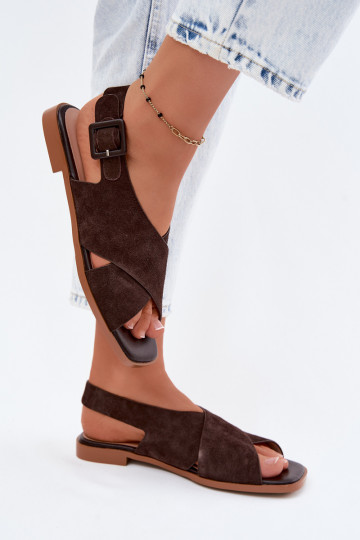 Sandales en daim avec talons larges D&A JC61-1001 chocolat