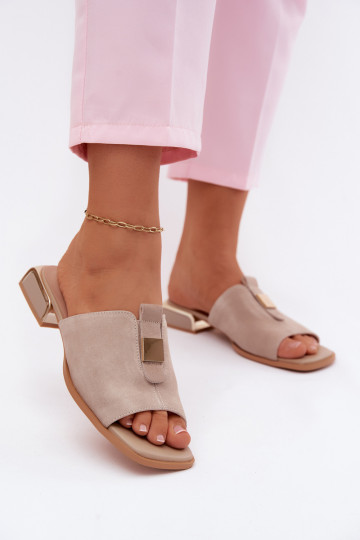 Style élégant Pantoufles pour femmes daim natureloÀa D&A JC61-1002 beige 2