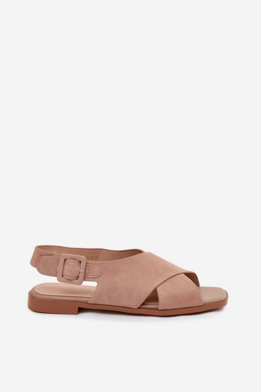 Sandales en daim avec talons larges D&A JC61-1001 couleur sable