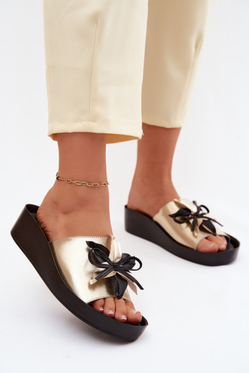Chaussons en cuir avec ornements S.Barski KV61-6044 doré 2
