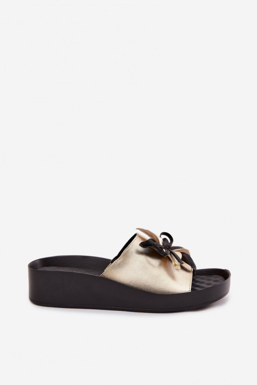 Chaussons en cuir avec ornements S.Barski KV61-6044 doré