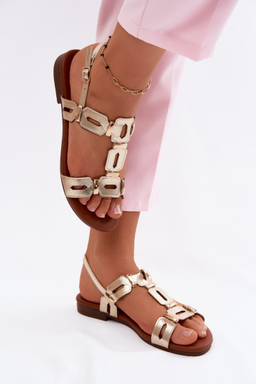 Sandales plates pour femmes S.Barski PL61-0903 couleur dorée