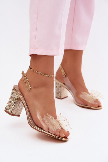 des sandales avec des talons aux yeux brillants SiateczkoÀa avec des rubans D&A MR61-9010 couleur dorée 2