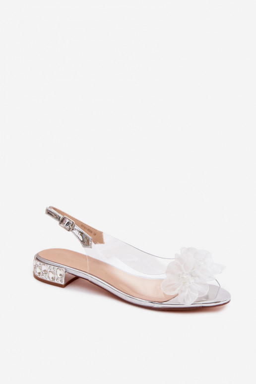 Voir à travers des sandales aux yeux brillants I SiateczkoÀymi avec des motifs florauxami D&A MR61-9006 couleur argent