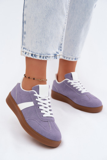 Chaussures modèle baskets FémininImitacji en daimu Couleur violette Calira 2