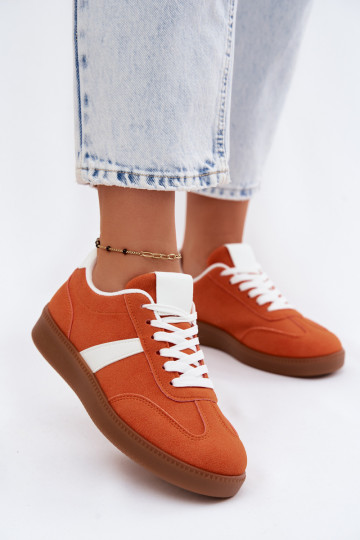 Chaussures modèle baskets FémininImitacji en daimu couleur orange Calira