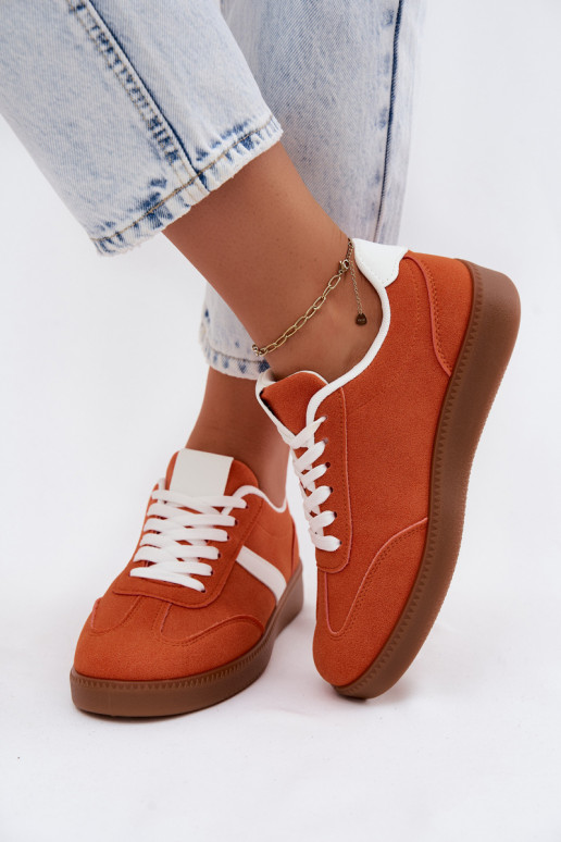 Chaussures modèle baskets FémininImitacji en daimu couleur orange Calira