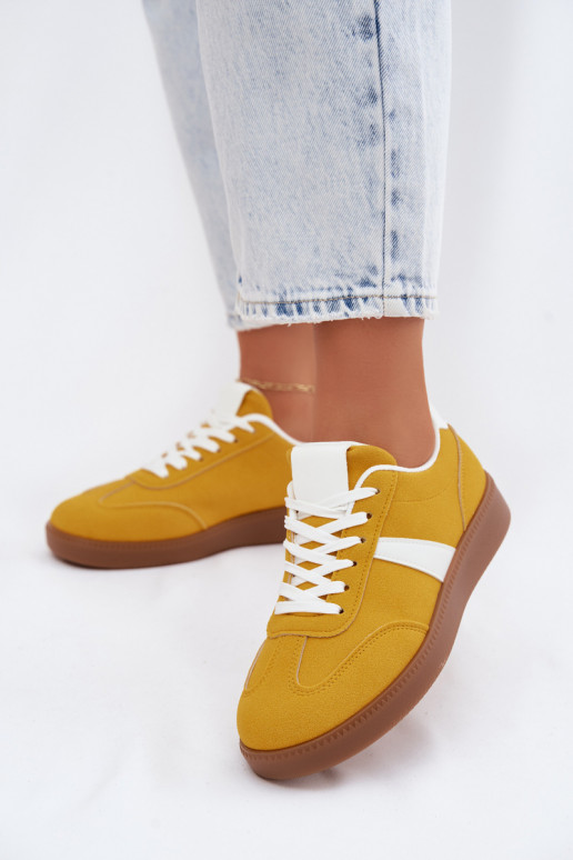 Baskets avec imitation de daim synthétique jaune Calira