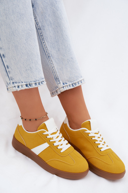 Baskets avec imitation de daim synthétique jaune Calira