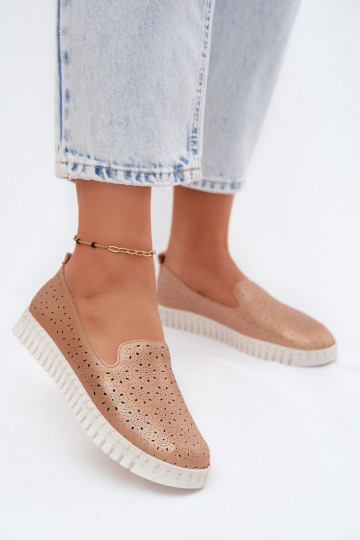 Chaussures à enfiler avec éléments perforés couleur champagne Salty 2