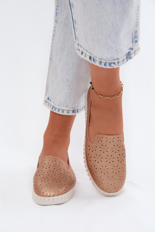 Chaussures à enfiler avec éléments perforés couleur champagne Salty
