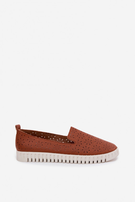 Chaussures à enfiler perforées brunes Salty