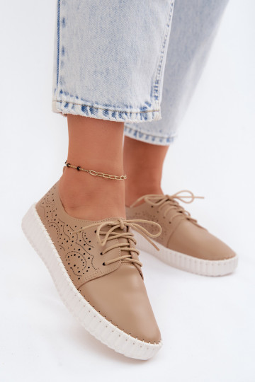 Chaussures perforées sable avec lacets Pearla 2