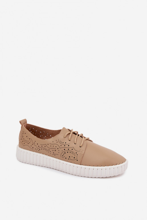 Chaussures perforées sable avec lacets Pearla