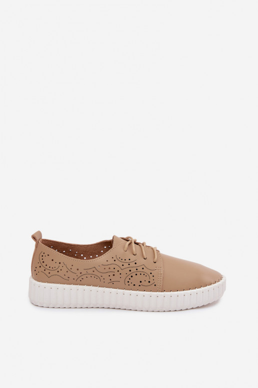 Chaussures perforées sable avec lacets Pearla