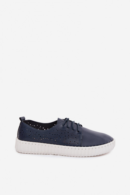 Chaussures perforées bleu marine avec lacets Pearla