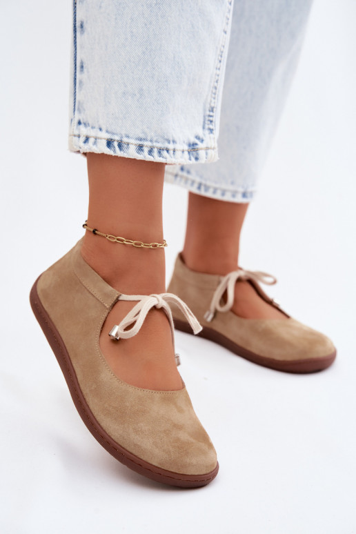 Ballerines en daim sable avec brides Zazoo 021