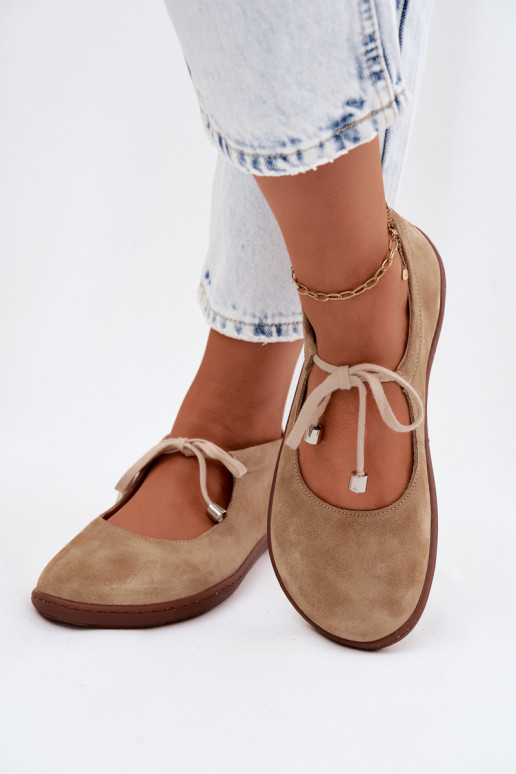 Ballerines en daim sable avec brides Zazoo 021