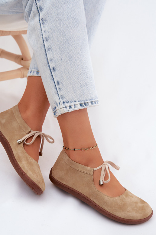Ballerines en daim sable avec brides Zazoo 021