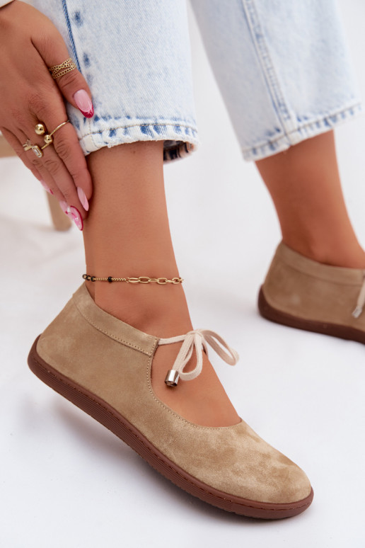 Ballerines en daim sable avec brides Zazoo 021