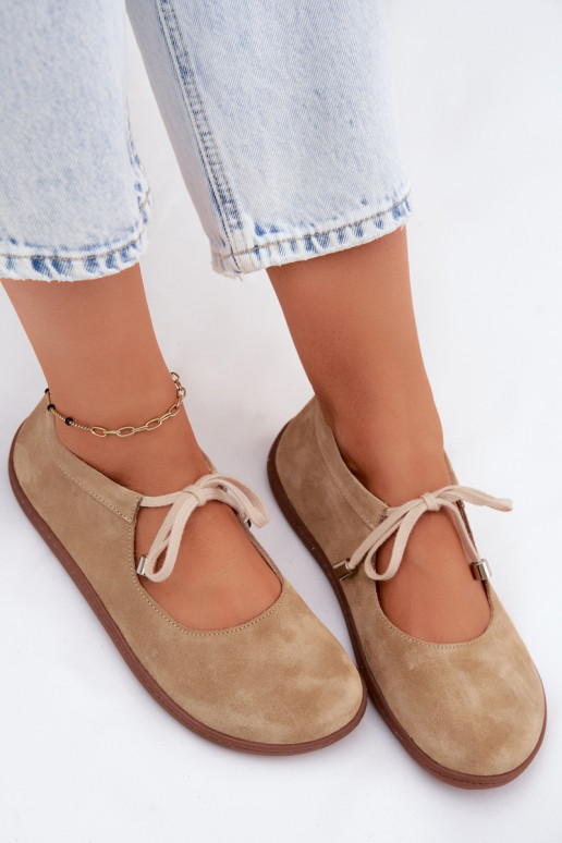 Ballerines en daim sable avec brides Zazoo 021