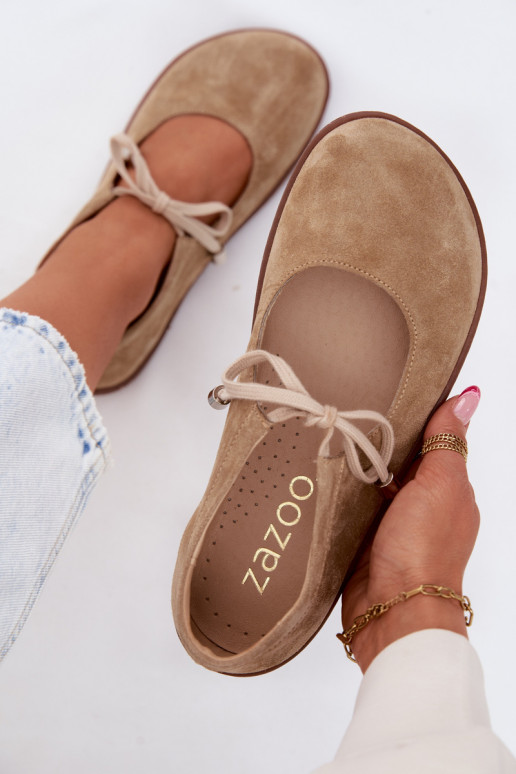 Ballerines en daim sable avec brides Zazoo 021