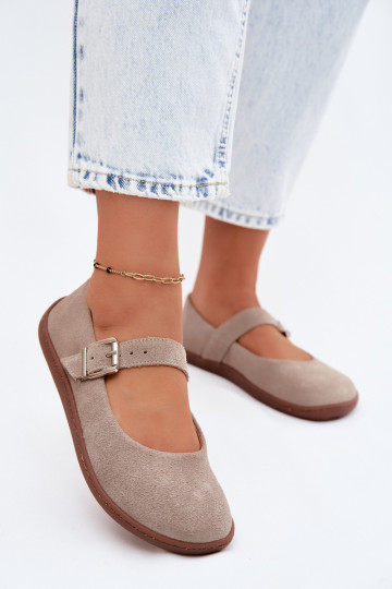 Ballerines en daim cappuccino Zazoo 316