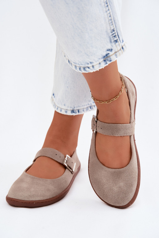 Ballerines BarefootActivéturalnego en daimu Zazoo 316 couleur cappuccino