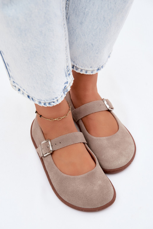 Ballerines en daim cappuccino Zazoo 316